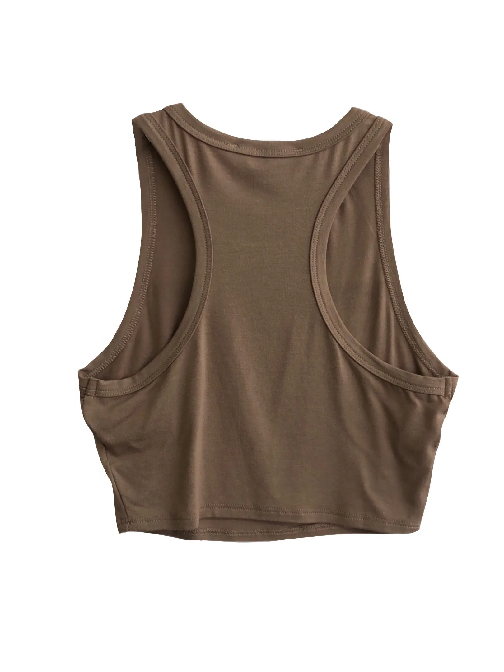 Lulu High Neck Crop Top - Beige