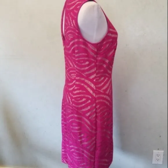 Maggy London Pink lace swirl dress women's size 8 (12)