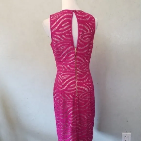 Maggy London Pink lace swirl dress women's size 8 (12)