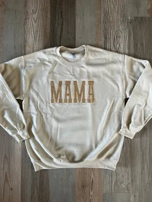 MAMA Champagne Glitter Embroidered Sweatshirt