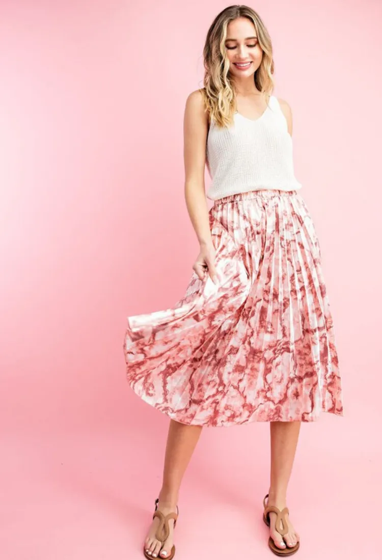 Marbled Midi Skirt-Dusty Pink