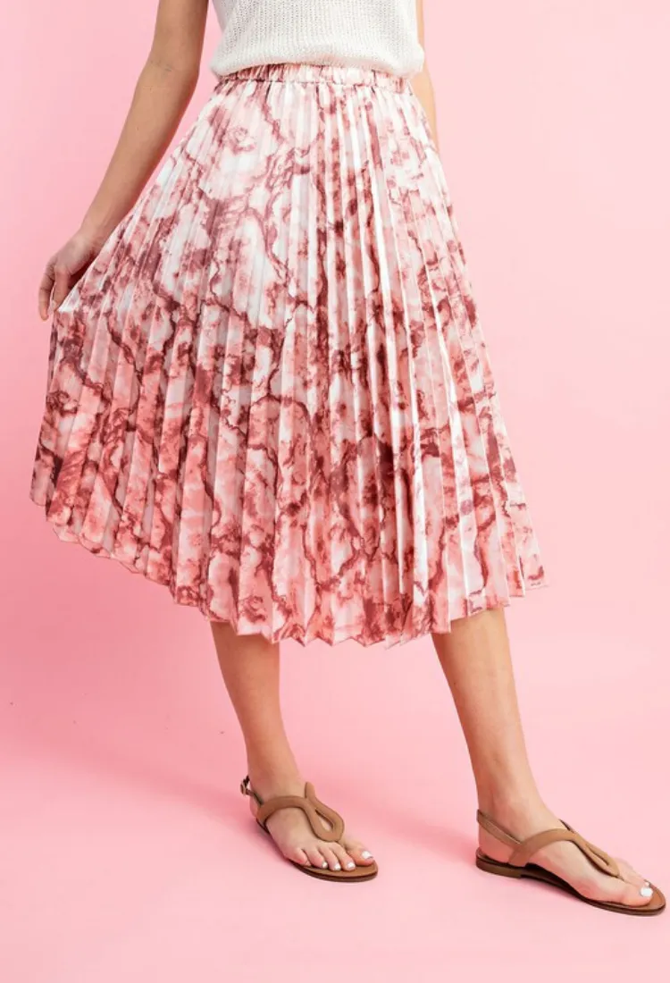 Marbled Midi Skirt-Dusty Pink