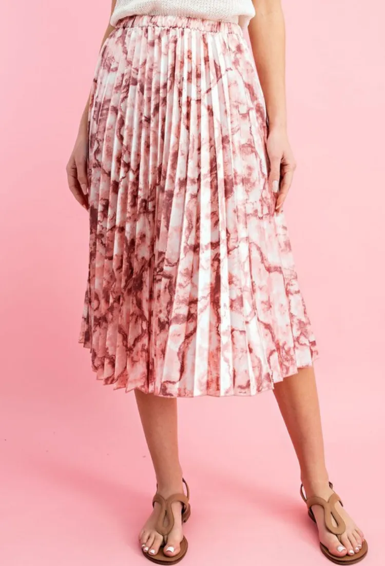 Marbled Midi Skirt-Dusty Pink