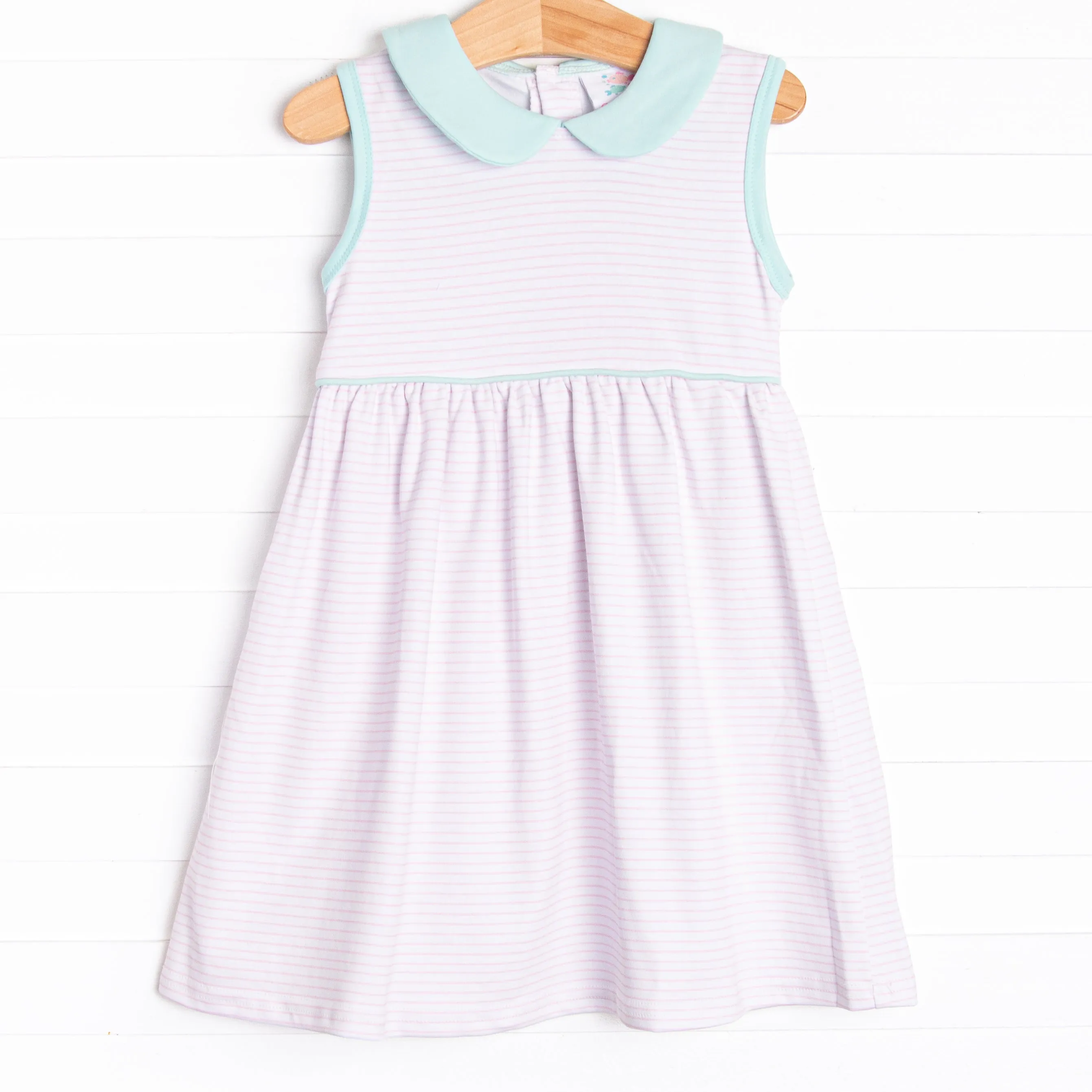 Marcella Pima Dress, Pink Stripe