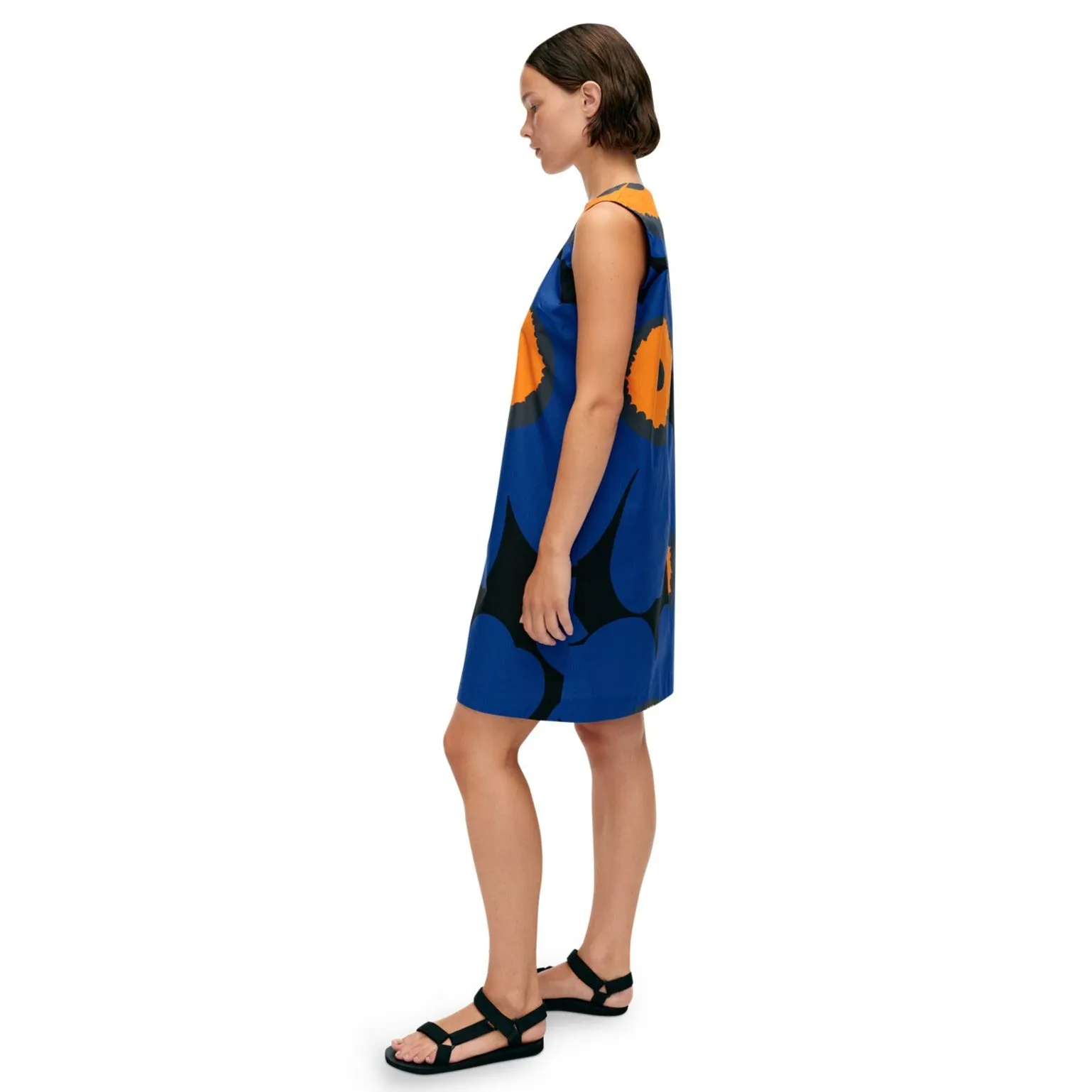 Marimekko Kestit Unikko Sleeveless Dress, Blue Floral