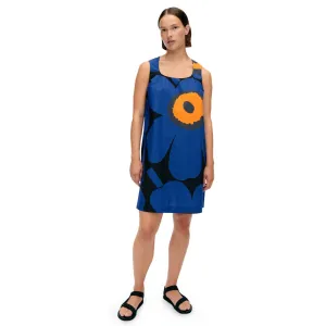 Marimekko Kestit Unikko Sleeveless Dress, Blue Floral