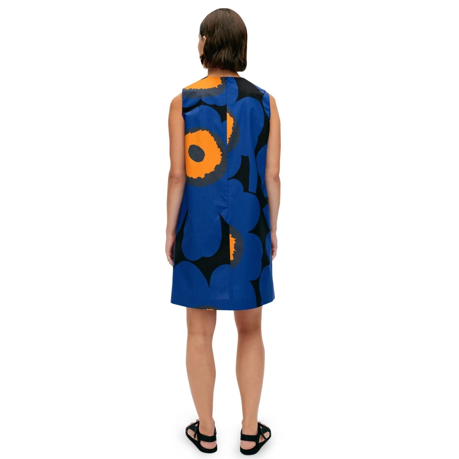 Marimekko Kestit Unikko Sleeveless Dress, Blue Floral