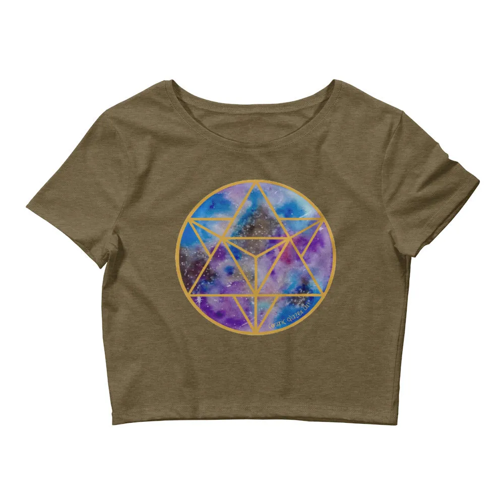 Merkabah Celestial Gold Sacred Geometry Women's Crop Top