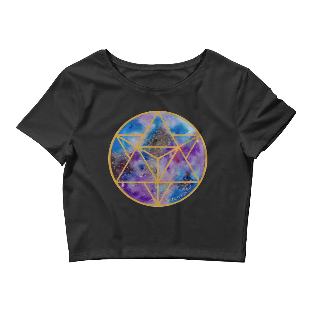 Merkabah Celestial Gold Sacred Geometry Women's Crop Top