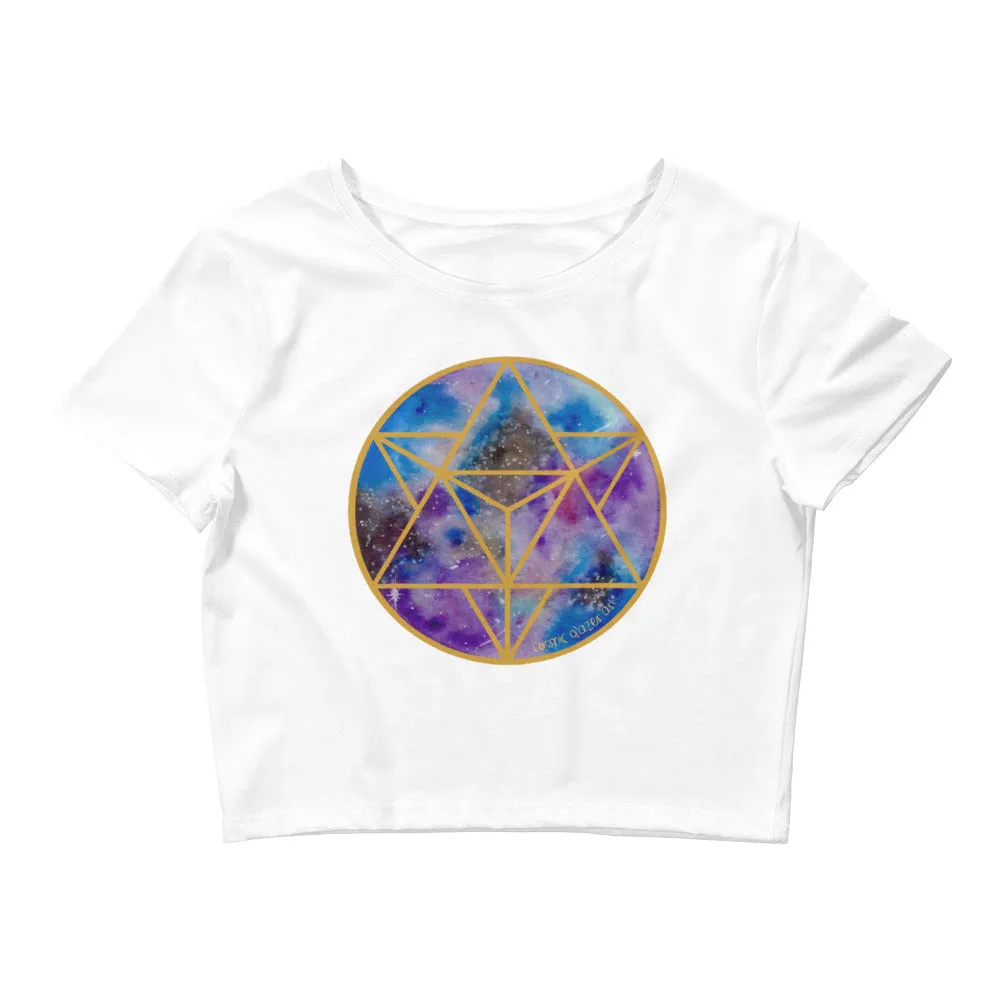 Merkabah Celestial Gold Sacred Geometry Women's Crop Top