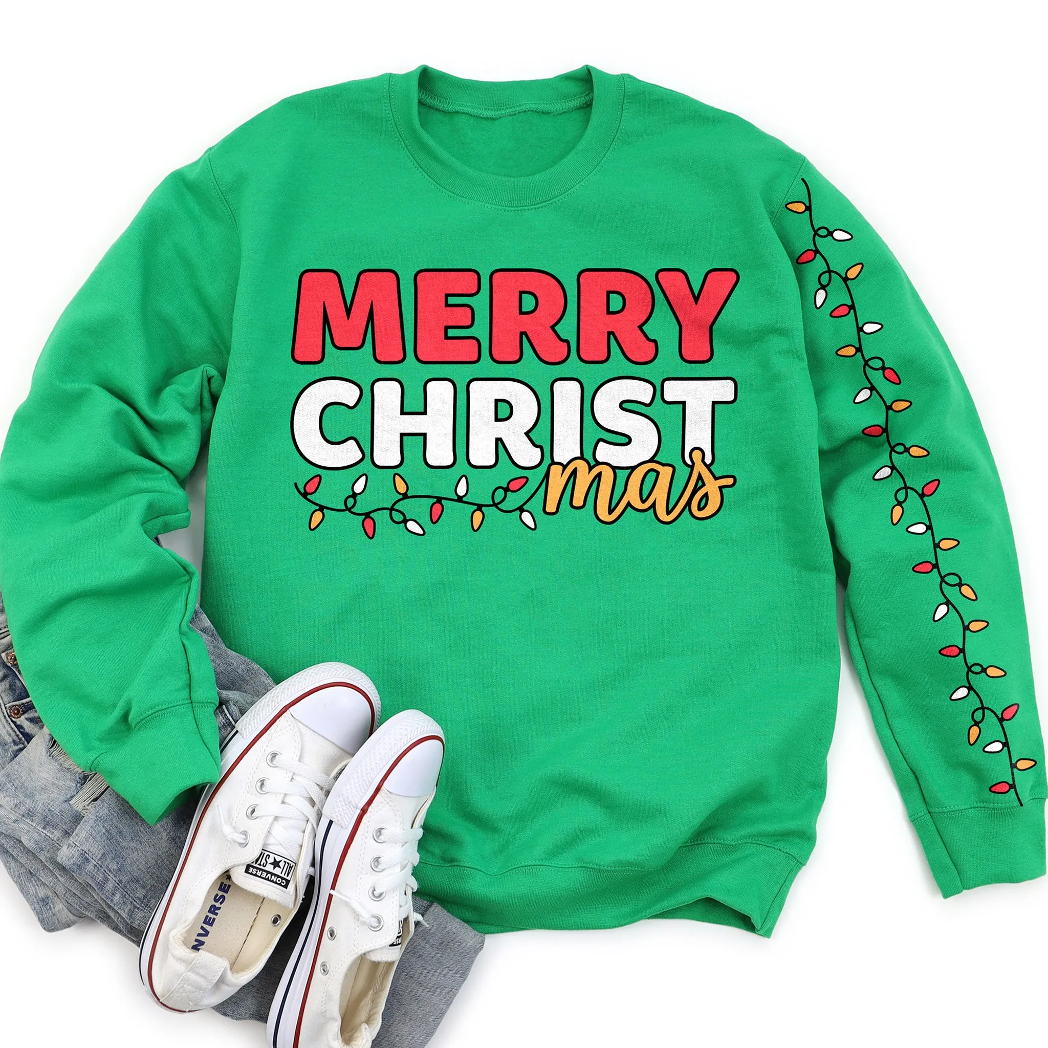Merry CHRISTmas Printed Sleeve Sweatshirt