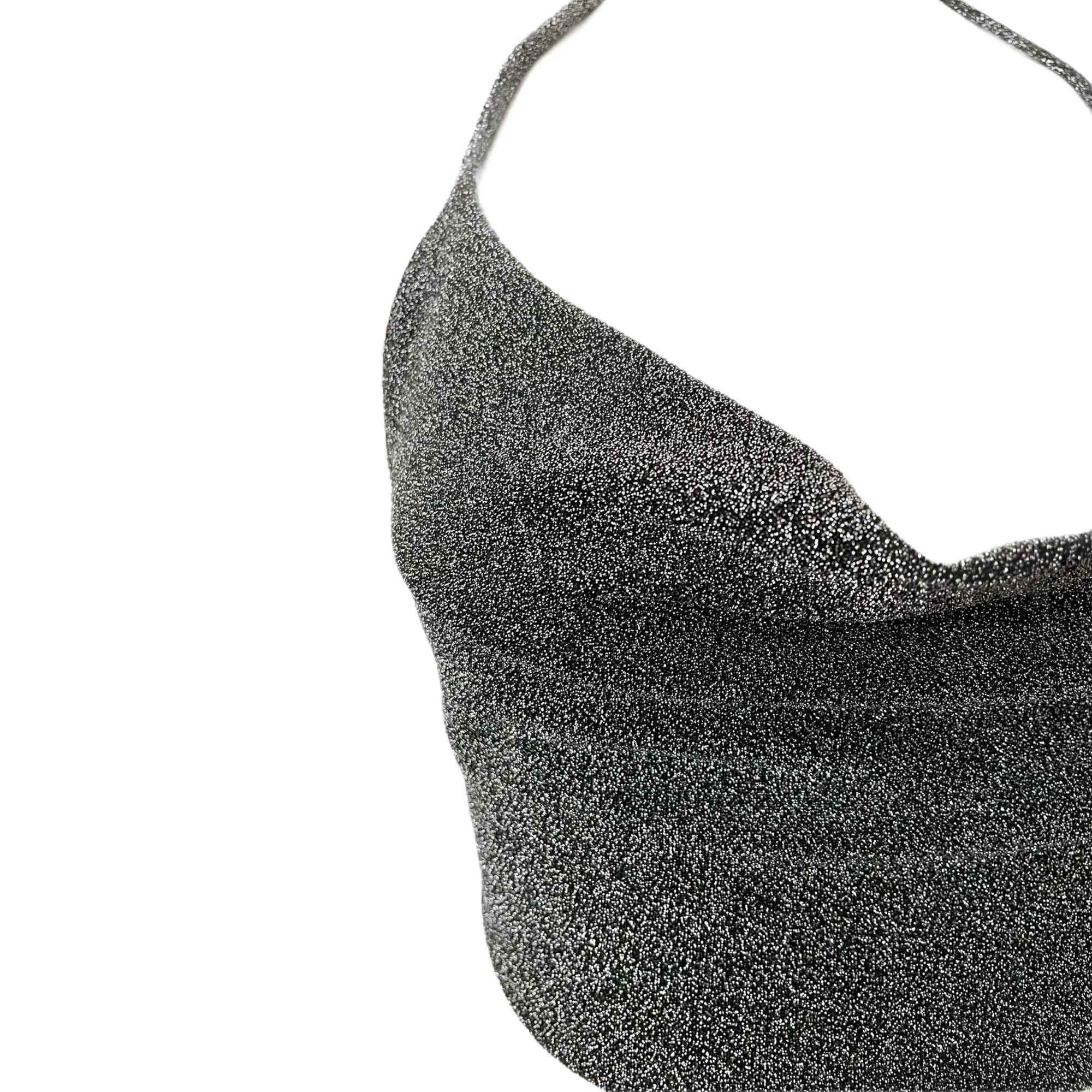Metallic Silver Lurex Crop Top