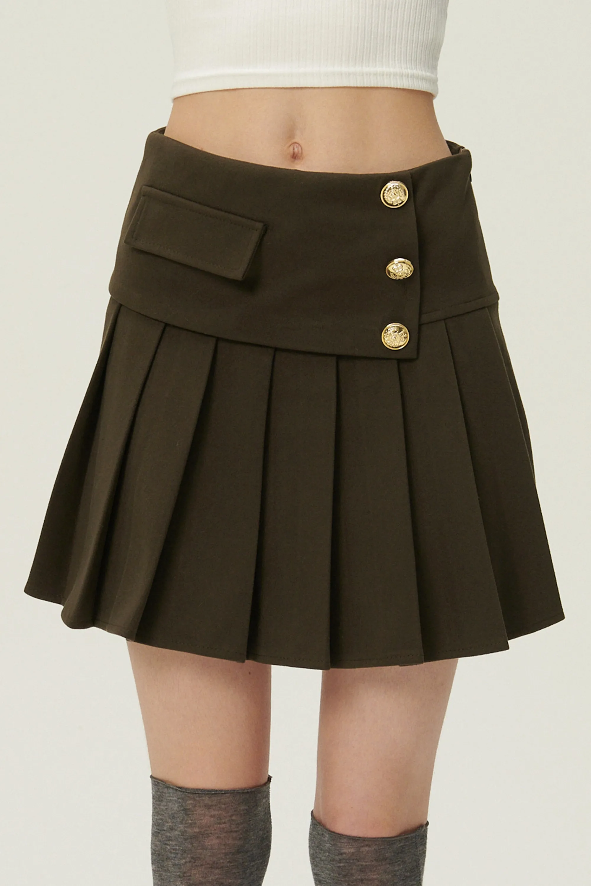 Mila Gold Button Pleated Skort