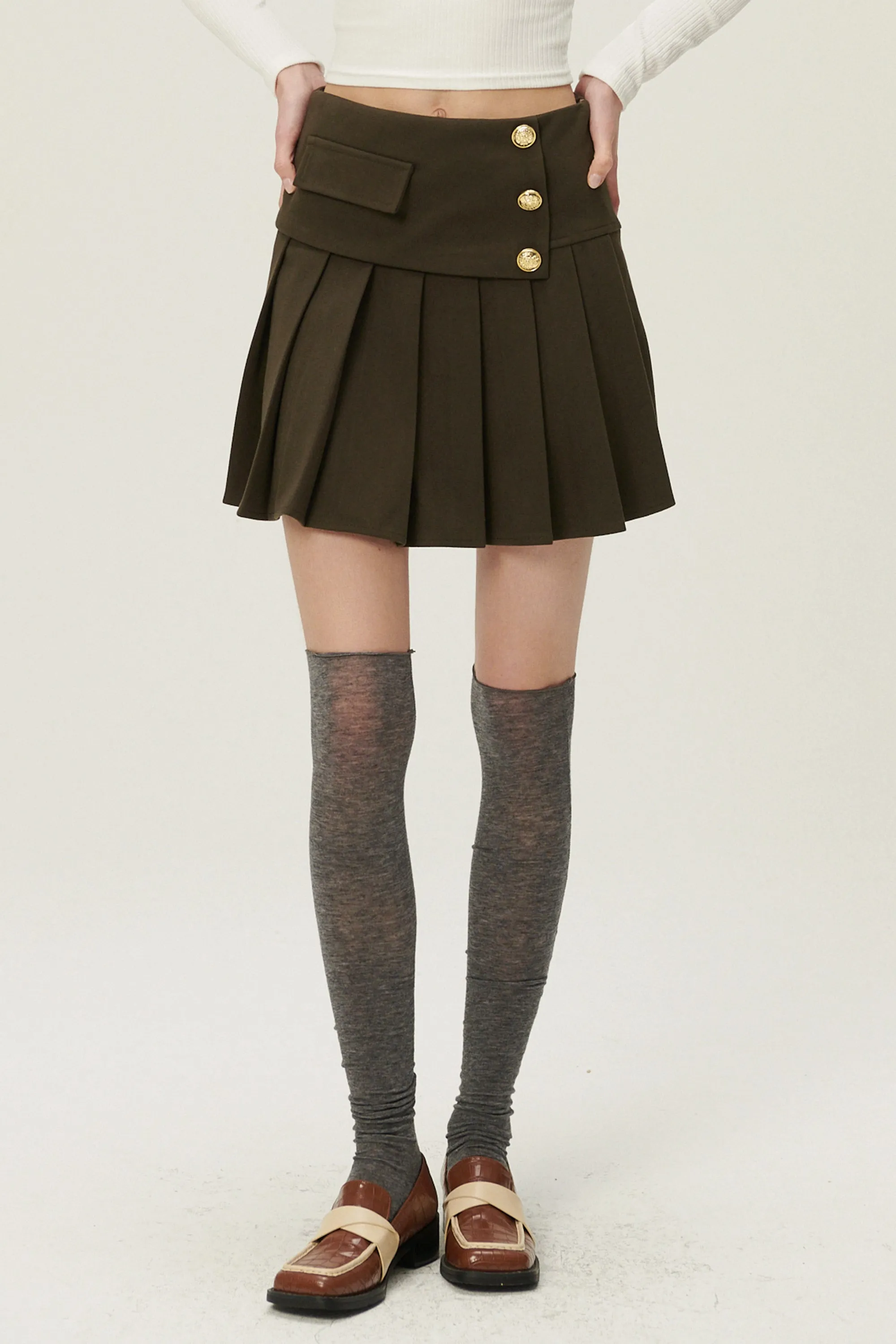 Mila Gold Button Pleated Skort