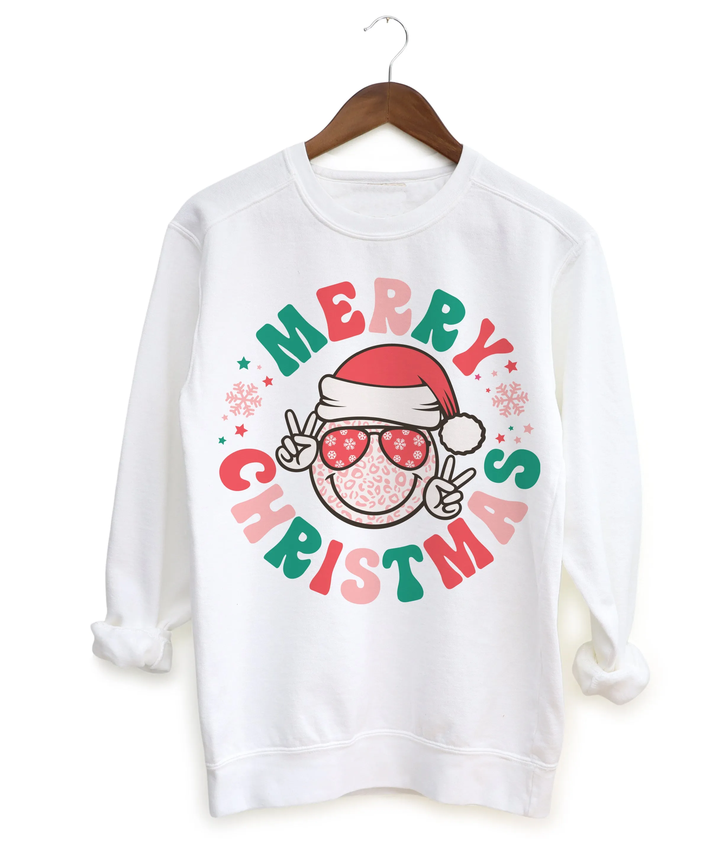 Mommy and Me Gildan or Bella Merry Christmas Smiley Sweatshirt/ Christmas Sweatshirt/ Toddler, Youth, and Adult
