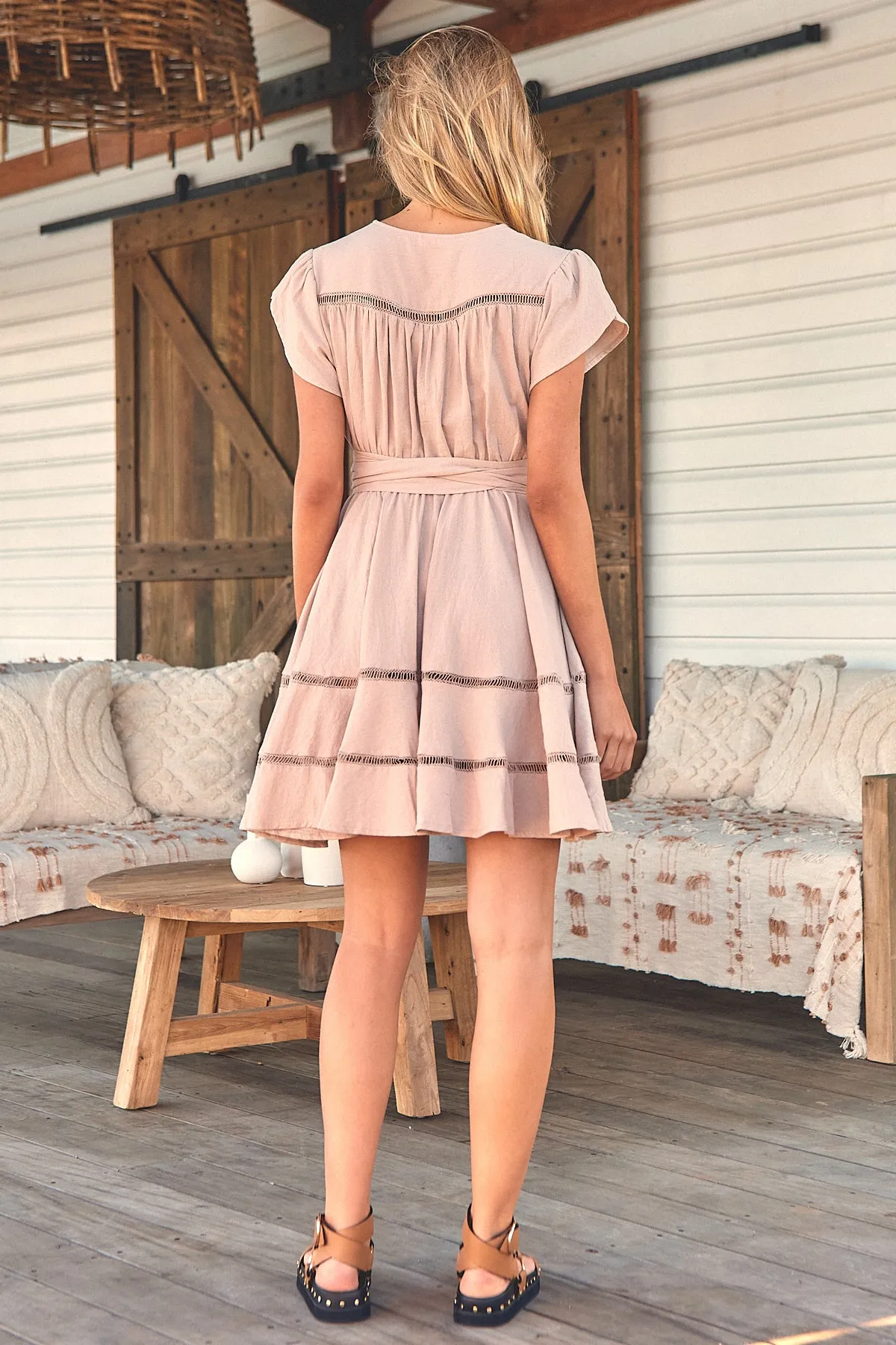 Montana Mini Dress - Nude Cotton
