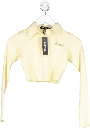 Motelrocks Yellow Elody Crop Top In Buttercream Vacay Embro UK XS