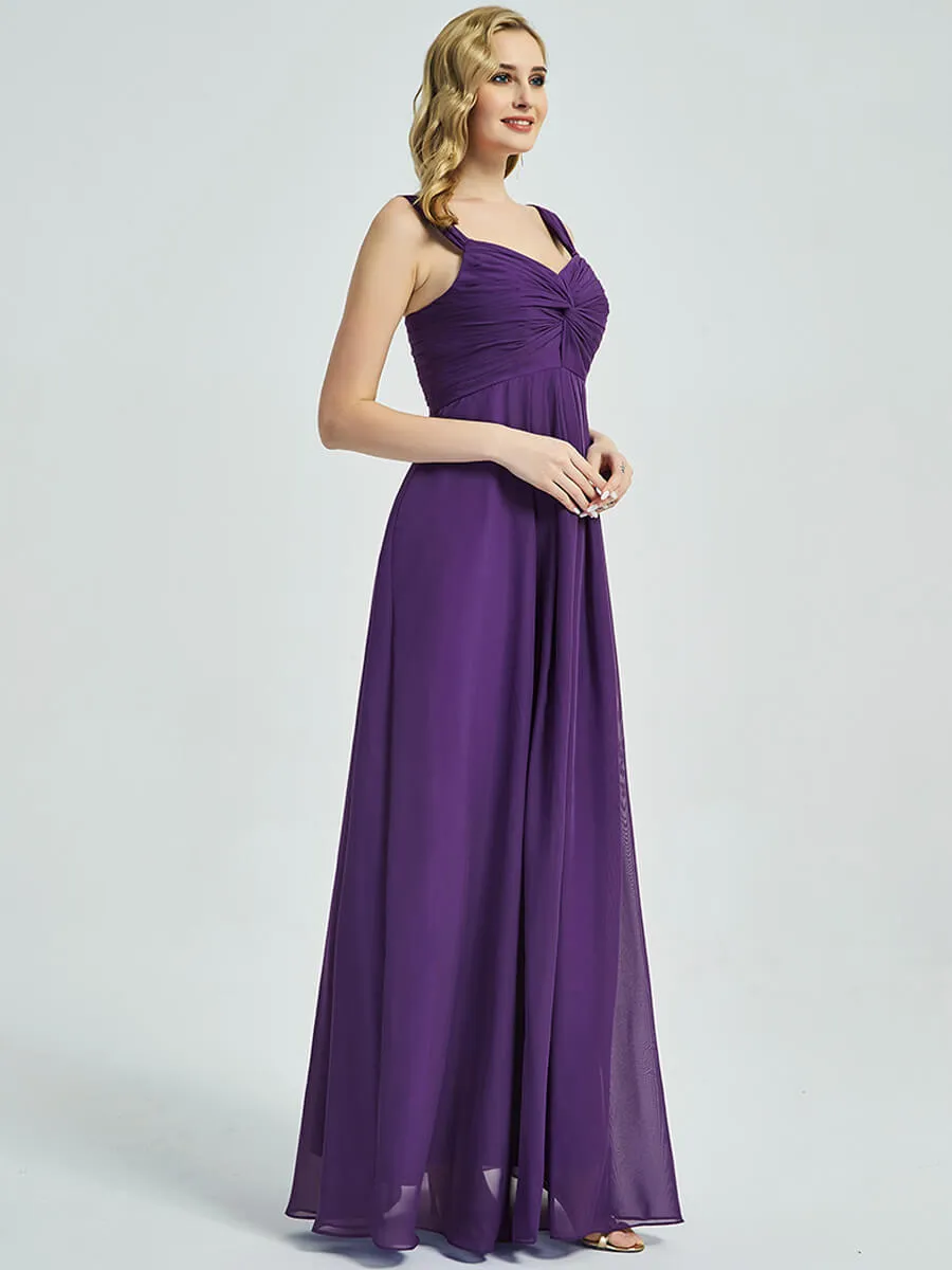 Mulberry Sweetheart Straps A-Line Floor Length Chiffon Bridesmaid Dress