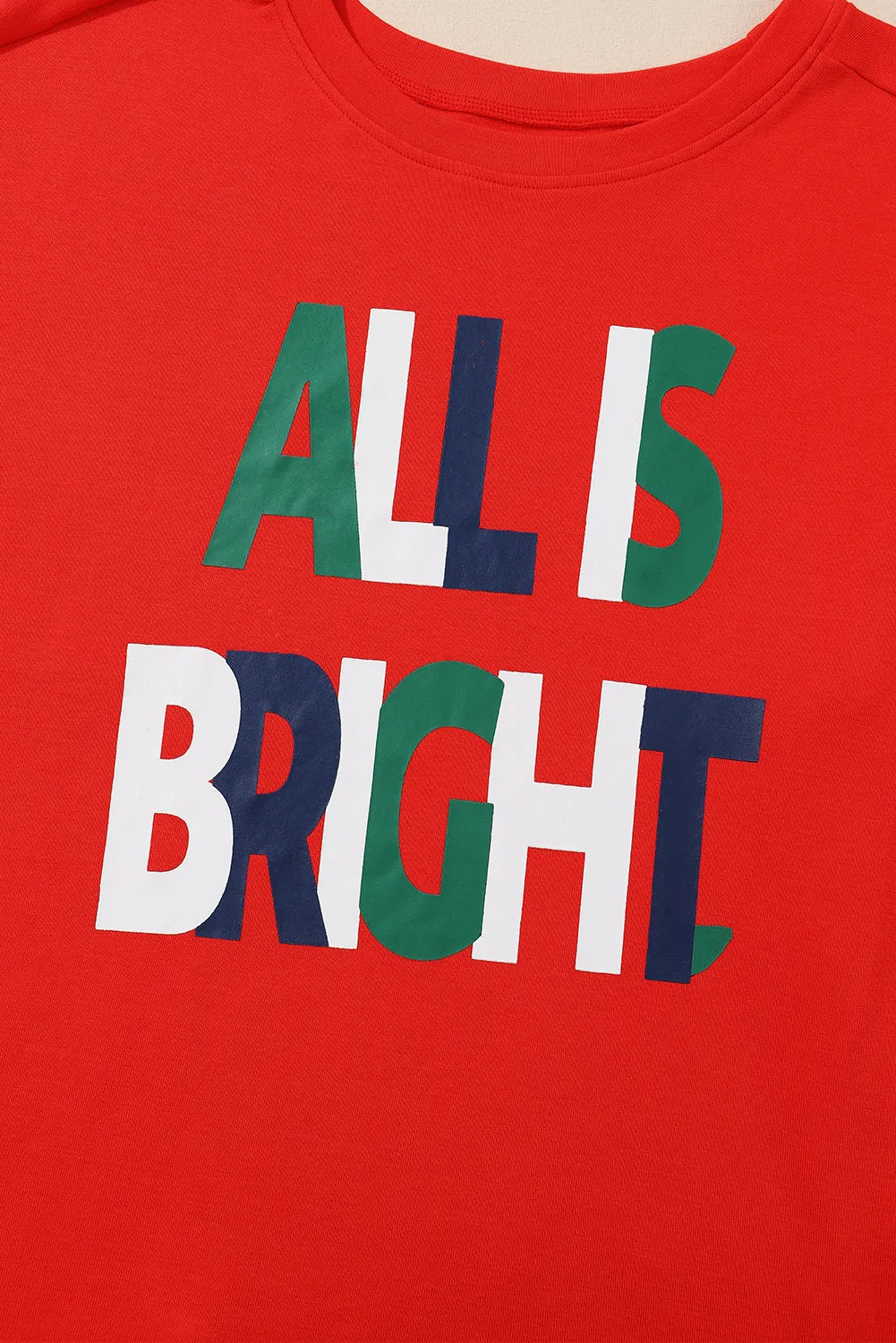 Multicolor ALL IS BRIGHT Graphic Christmas Plaid Pajamas Set
