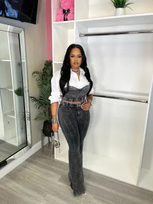 Murielle acid black denim set