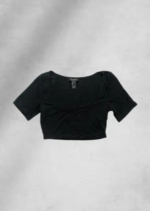 Nadia Ribbed Crop Top - Black