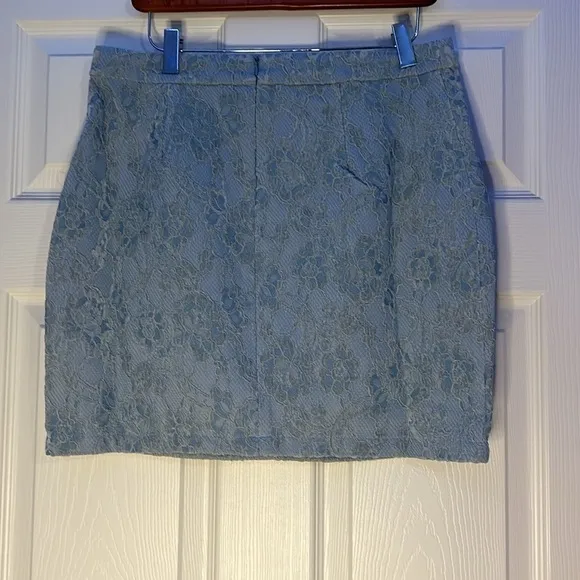 naked wardrobe the statement embroidered lace mini skirt dusty light blue large