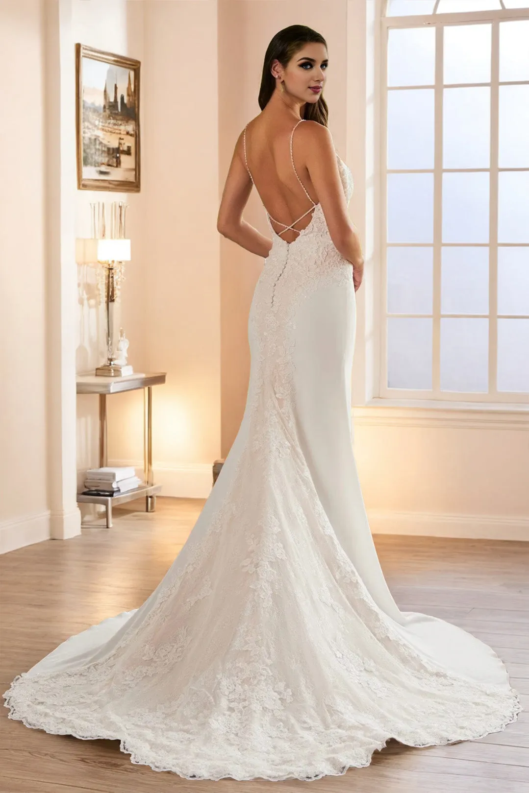 New Arrival Ivory Halter Sleeveless Sweep Train Wedding Dress
