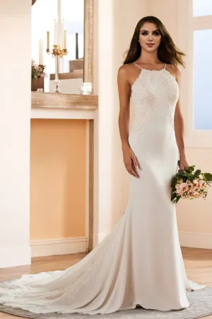 New Arrival Ivory Halter Sleeveless Sweep Train Wedding Dress