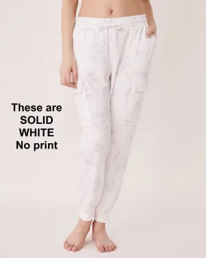 New La Vie En Rose BODY MIND SOUL Jogger Style Pants in SOLID White, Sz M