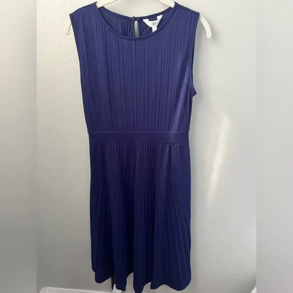 New Ripe NAVY BLUE PLEATED ALINE DRESSKnife Pleat Dress Blueprint Size Small