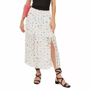 NEW TOPSHOP pleated polka dot skirt in white