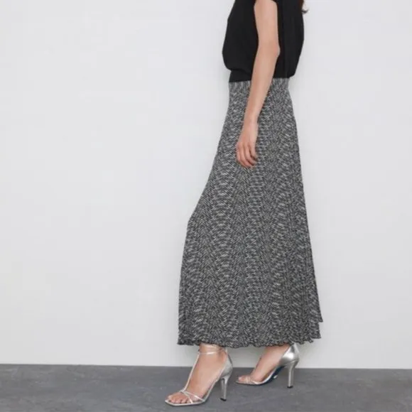 NEW Zara Abstract Pleated Skirt