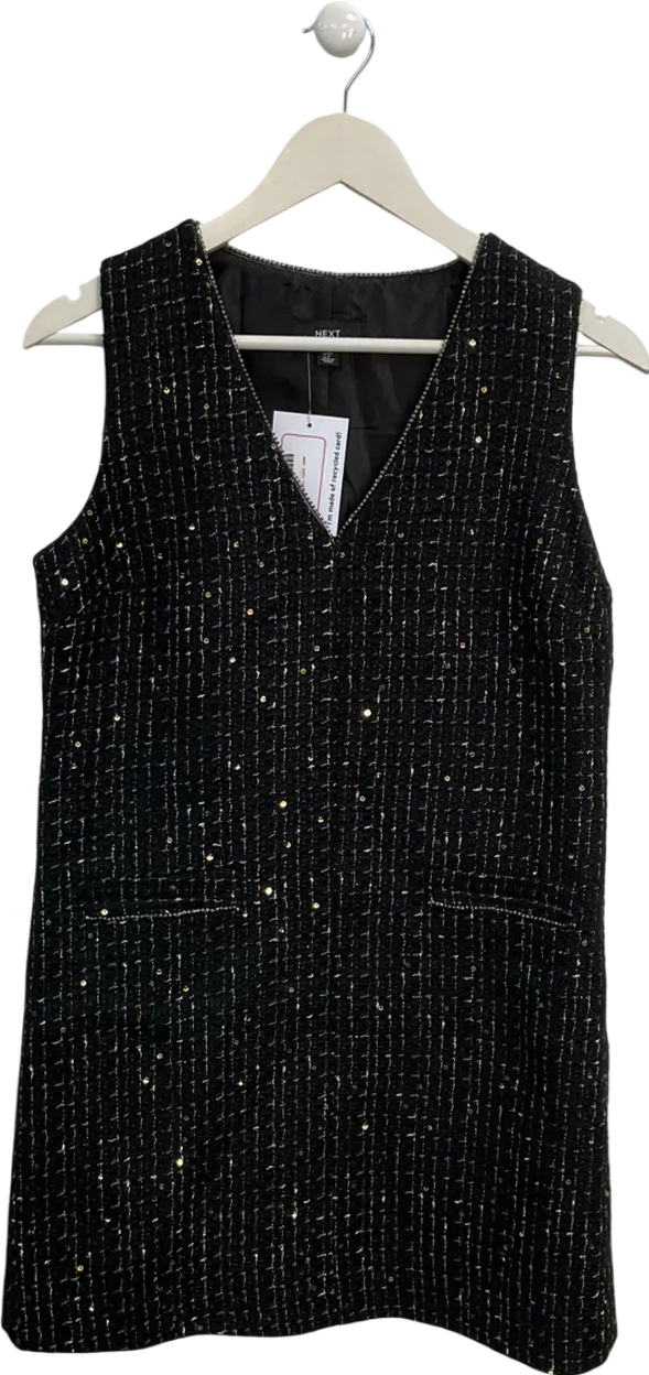 Next Black Tweed Sleeveless Dress UK 6