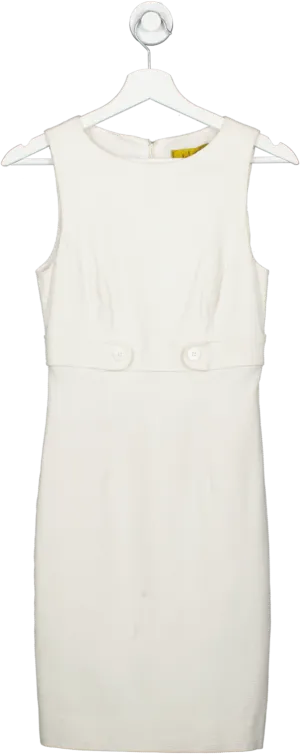 Nicole Miller Cream Sleeveless Dress With Button Detailing UK 6