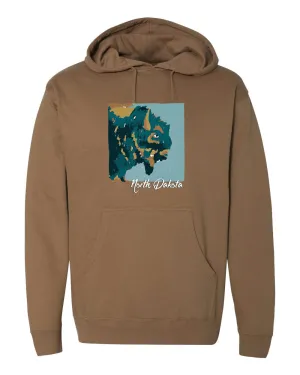 North Dakota Chiseled Bison Head Hooded Sweatshirt