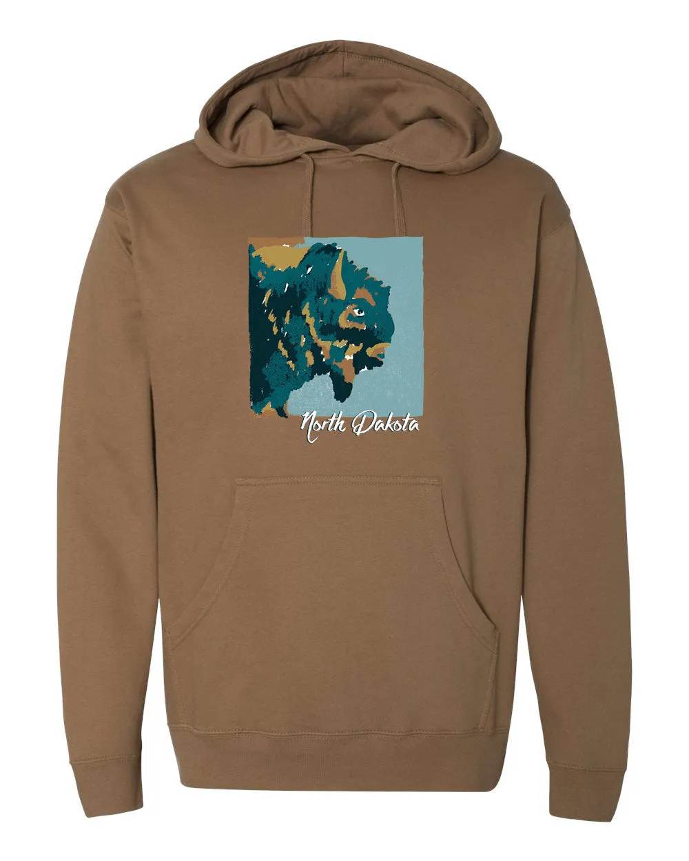 North Dakota Chiseled Bison Head Hooded Sweatshirt
