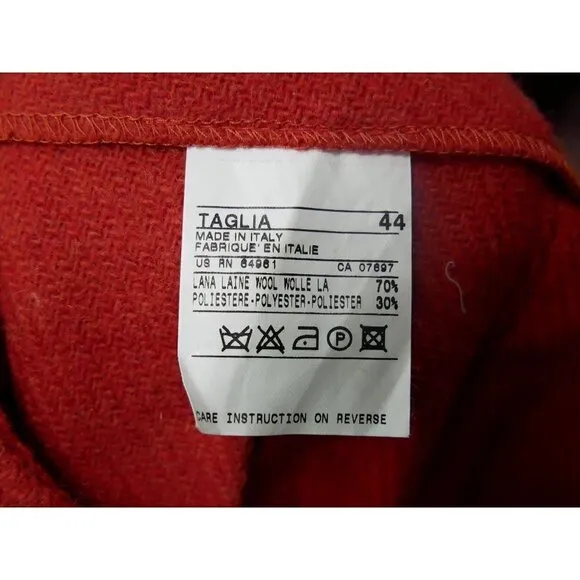 NWOT Sisley Wool Pleated Mini Skirt Red Orange 8