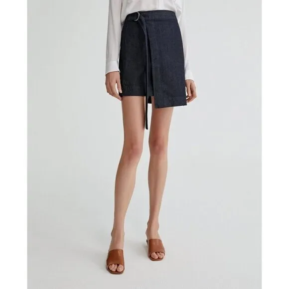 NWT AG adriano goldschmied Ahlaia Wrap Mini Denim Skirt Venerate size large
