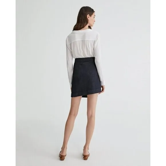 NWT AG adriano goldschmied Ahlaia Wrap Mini Denim Skirt Venerate size large
