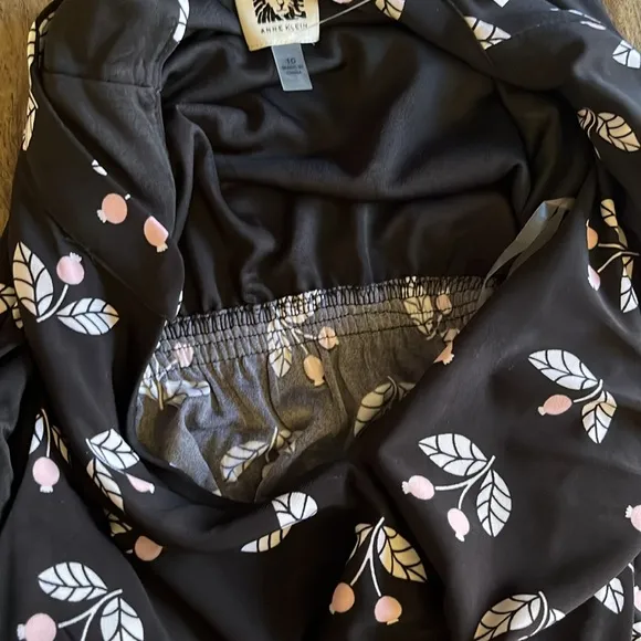 NWT Anne Klein Black White Floral Sleeveless Midi Dress Sundress Pocket Size 10