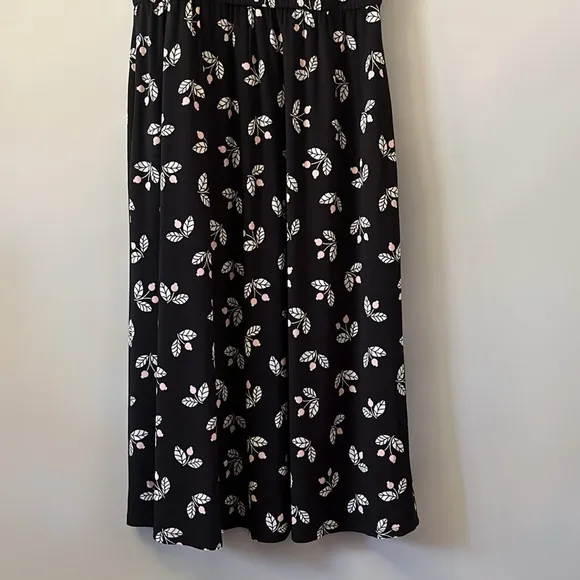 NWT Anne Klein Black White Floral Sleeveless Midi Dress Sundress Pocket Size 10