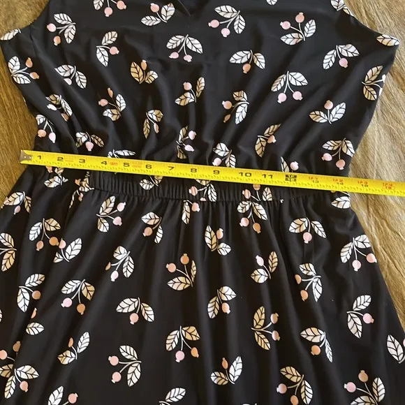 NWT Anne Klein Black White Floral Sleeveless Midi Dress Sundress Pocket Size 10