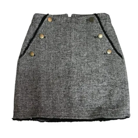 NWT ANTHRO Bishop   Young Tweed Mini Skirt Black &amp; White