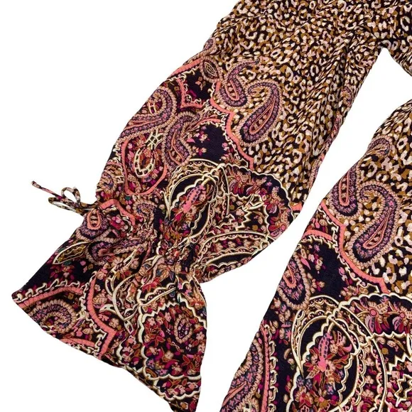 NWT Anthropologie MAEVE Milou‎ Smocked Dress Paisley Leopard Print XSmall