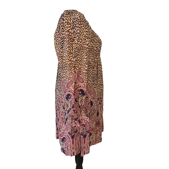 NWT Anthropologie MAEVE Milou‎ Smocked Dress Paisley Leopard Print XSmall