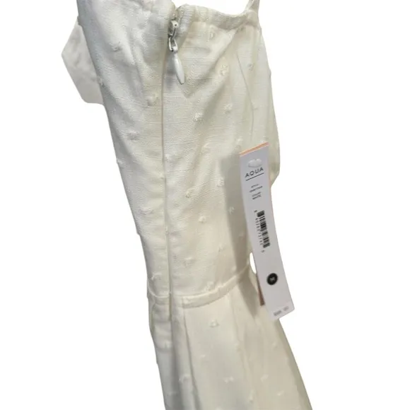 NWT! Aqua for Bloomingdales Corset White Polka Dot Textured Mini Dress - Size M
