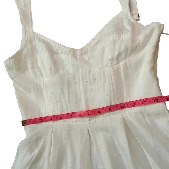 NWT! Aqua for Bloomingdales Corset White Polka Dot Textured Mini Dress - Size M