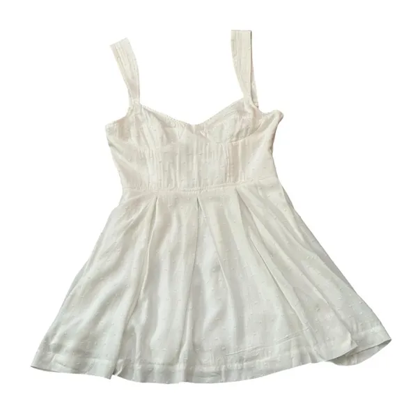 NWT! Aqua for Bloomingdales Corset White Polka Dot Textured Mini Dress - Size M