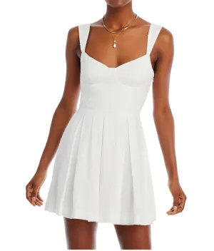 NWT! Aqua for Bloomingdales Corset White Polka Dot Textured Mini Dress - Size M
