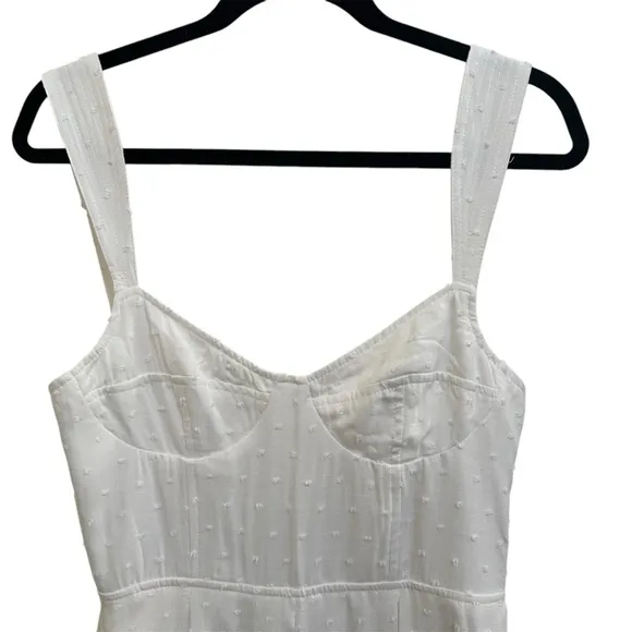 NWT! Aqua for Bloomingdales Corset White Polka Dot Textured Mini Dress - Size M